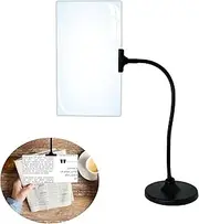 Large Magnifying Glass Stand Hands Free Floor Magnifier Flexible Full Book Page Magnifying Gifts for Reading, Painting, Sewing, Phone, for Seniors, Kids, The Visually Impaired, 4X, 10''x6''