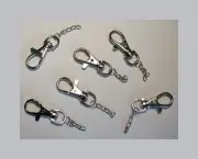 6 Metal SWIVEL CLIPS ~ SNAP HOOKS 1.5" with 1" chain (39mmx18mm)