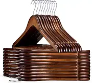 Wooden Coat Hangers 30 Pack, Heavy Duty with 360° Swivel Hook, Smooth Finish
