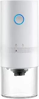Portable Electric Burr Coffee Grinder USB Rechargeable Small Coffee Bean Grinder with Multiple Grinding Settings Automatic Conical Burr Grinder for Espresso and French Press(White)