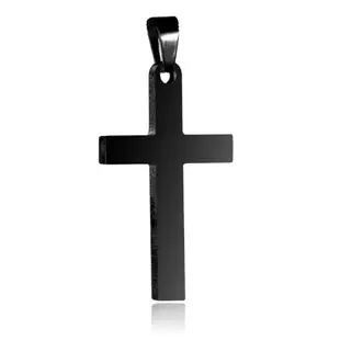 不銹鋼十字架項鏈鈦鋼個性簡約金色吊墜飾品男士可刻字黑色項墜