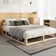 Oikiture Bed Frame Queen Double King Single Bed Base Wooden Platform Cage-like