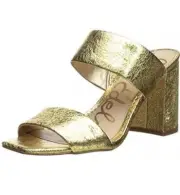 Sam Edelman Sandal 7 Delany Gold Chunky Heel Special Occasion Mob Wives $150