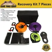 Recovery Kit 7 Piece Heavy Duty Winch Snatch Extension Strap Shackles 4WD offroa