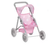 Baby Luxe Co Baby Doll Pink & Grey Fabric Stroller Doll Pram