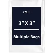 2Mil 3" X 3" | LDPE Clear Flat Poly Bags, Flexible & Durable | Multiple Bags