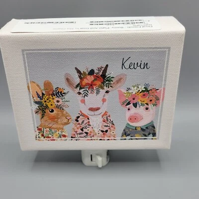 Night Light Plug In, Floral Friends Bunny, Piglet & Goat, By Greenbox