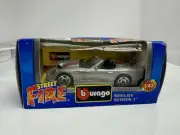 SHELBY SERIES 1 Silver Red Stripe BURAGO STREET FIRE 1:43 DIECAST CAR ITALY