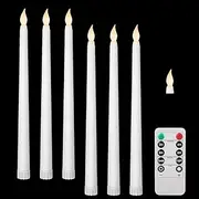[TheaPro] LED Candles Flameless Taper Flickering with 10-Key Remote Battery Operated Window Candles Lights Set of 6 Led Warm 3D Wick Light for Christmas Diwali Home Wedding Decor