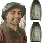 2 PACK Mosquito Repellent Mesh Head Net, T Tersely Face Netting Mask for Bugs, Gnats, No See Ums and Other Insects, Protection for Any Outdoor Lover- with Two Free Carry Bags