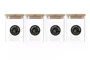 4PC Lemon & Lime Camden 550ml Glass Jar Square Storage Container w/ Bamboo Lid