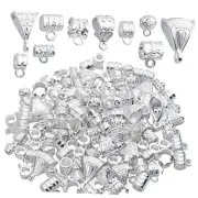 BronaGrand 100g (About 120-170pcs) Mixed Bail Beads,Spacer Bright Silver