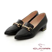 在飛比找Yahoo奇摩購物中心優惠-【CUMAR】珍珠飾釦粗跟樂福鞋-黑色