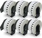 6 Rolls Brother-Compatible P-Touch DK-22214 12mm x 30.48m(1/2" x 100') Continuous Length Paper Tape Labels Full Set