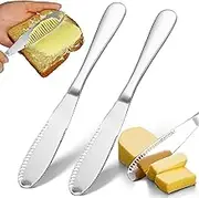 Stainless Steel Butter Spreader Knife, 2 Pcs Multi-Function Butter Spreader and Grater with Serrated Edge, 3 in 1 Kitchen Gadgets for Spreading Cheese, Butter, Jams and Jellies