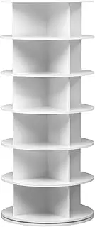 Lauft 360 Swivel Rotating Shoe Rack Tower Book Storage Organizer Display Stand | Spinning Shoe Display Rack | Vertical Handbag Closet Organization (6 Tier)