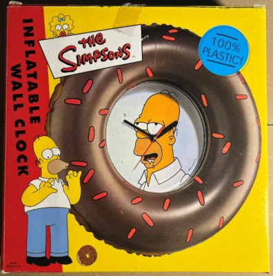 Vintage The Simpsons Inflatable Donut Wall Clock Broken Tape / NRFB