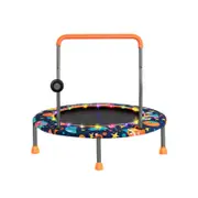 Costway 36‘’ Kids Mini Trampoline Handrail Fitness Rebounder w/LED Bluetooth Speaker