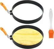 Egg Rings 2 Pack 6" Pancake Mold Nonstick Round Pancake Egg Mold with Silicone