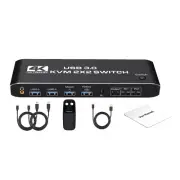 2 in 2 out Dual Monitor HDMI KVM Switch Display USB 3.0 HDMI KVM Switch J