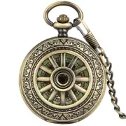 Men's Mechanical Pocket Watch Luminous Dial Skeleton Design Windup Fob Watches