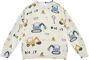 [GuoChe] Toddler Boy Winter Clothes Beige Trucks and Diggers Sweatshirts Long Sleeve Pullover Toddler Crewneck Sweatshirts