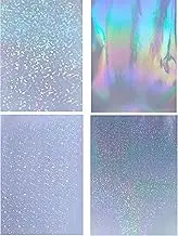 CMFUPRT 24 A4 Size Holographic Cold Laminate Sheets (Broken Diamond, Clear, Stars, Diamond) - Laminating Paper