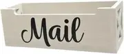 B Baosity Wooden Mail Organizer Mailbox Home Decor Bill Envelope Letter Holder Rustic Mail Basket Sorter for Office Home Desk White