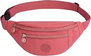 Long Keeper Bumbag Waist Bag for Women Men - Anti Theft Bum Bag Dog Walking Running Hiking Waterproof Fanny Pack Fashion Waist Packs for Travel Outdoor, Pink