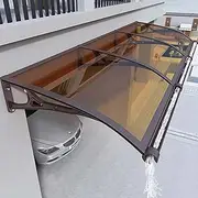 Outdoor Entrance Canopy Waterproof Awning with Aluminum Metal Frame, Brown, 60x60cm, for Residential Balcony, Garage, Window, Patio