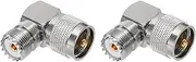 uxcell 2pcs UHF Male to UHF Female Coaxial Adapter Right Angle 90° 50 Ohm Low Loss for Broadcast, Antenna, Coaxial Cable, CB Radio