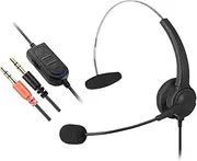 FVDPWYE Corded Telephone Headset Computer Headsets with Noise Cancelling Mic for Office Deskphone Telephone Counselling Services, Double 3.5mm Adjust, Computer