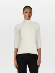 White Ruffle Mock Neck Blouse