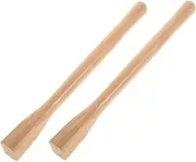 CAXUSD 2pcs Gardening Hoe Handle Gardening Woodworking Hoe Handle Grip Dig Replacement Long for Wood Beige