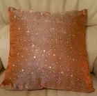 Orange with Stars Design pattern Sari Cushion (pillow insert included)