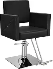 COSTWAY Barber Chair Hair Salon Styling Heavy Duty Hydraulic Pump Stylist Beauty Spa Shampoo Tattoo Equipment W/Electroplating Base, Armrests, Height Adjustable, 360°Swivel, Load up 150KG Black