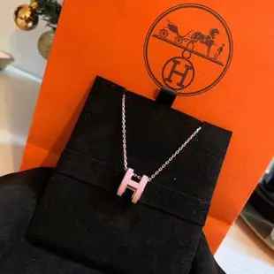 全新法國正品 HERMÈS 愛馬仕 Pop H 項鍊 櫻花粉 玫瑰金