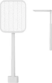LeoLeozz Electric Mosquitoes Swatter | USB Rechargeable Indoor Fly Killing Foldabe | Purple LightIndoor Fly Killing, Efficient Electric Swatter Racket, Three-Layer Safety Protection (White)