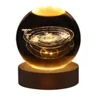 Creative 3D Crystal Ball Night Light with Wooden Base for Home Decor