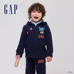 GAP 男幼童裝 GAP X 史迪奇聯名 LOGO印花刷毛連帽外套-海軍藍(870727)