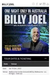 Billy Joel concert tickets melbourne