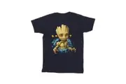 Guardians Of The Galaxy Boys Groot Flowers T-Shirt (Navy Blue) - UTBI19533