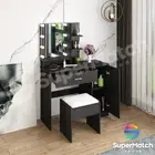 Dressing Table Stool Set Vanity Makeup Jewellery Mirror Cabinet LED Bulbs Black