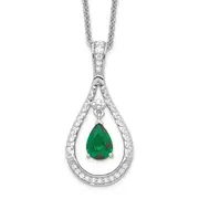 Sterling Silver Sentimental Expressions Rhodium-Plated May Cz Stone Never Forget Tear 18In Birthstone Necklace