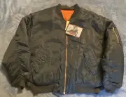 Centurion Industries MA-1 Flight Bomber Jacket Reversible Sz XL Blue/Orange