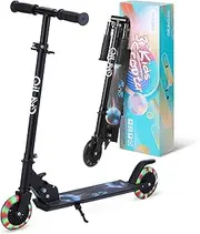 QIUYO Scooter for Kids Ages 4-7, 2 Wheels Folding Kick Scooter for Children Girl and Boys, 3 Adjustable Height, Flashing Light up Wheels, Lightweight Scooter with Sturdy Frame, Kickstand