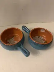 2 De Silva Terre d' Umbria Backing Soup Dish With Handle Handmade in ITALY NEW