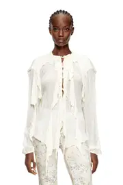 [Diesel] Diesel - Flounce blouse in crinkled muslin - Shirts - Woman - White 46 White