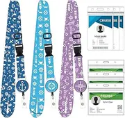 3 Pack Retractable Cruise Lanyard, Adjustable Cruise Ship Lanyard with Waterproof ID Badge Reel Holder Detachable Buckle, Key Card for Carnival Royal Caribbean Cruises, Essential Cruise Accessories