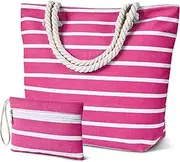 [Tavaleu] Beach Bags for Women - Large Beach Bag with Zipper Waterproof Sandproof, Swim Pool Beach Tote Bag Vacation